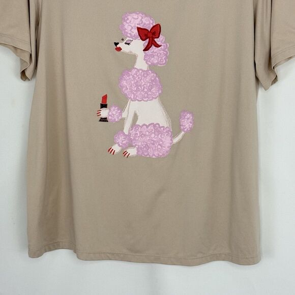 Bouffants & Broken Hearts Cozy Pajama Shirt Medium Beige - Picture 4 of 12